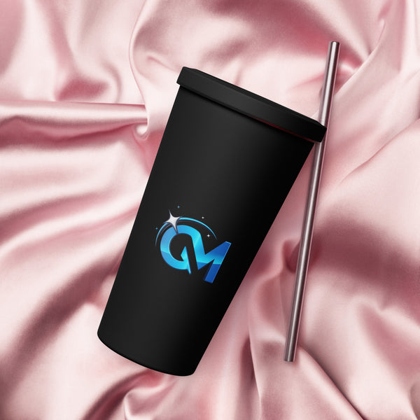 Insulated tumbler with a straw