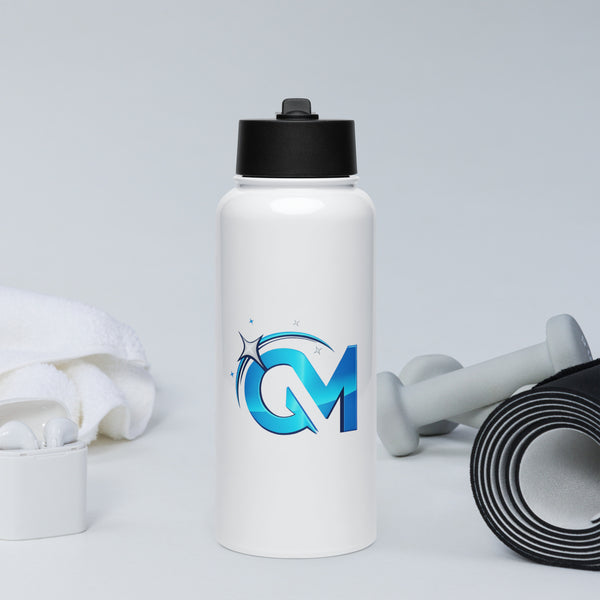Stainless steel water bottle with a straw lid